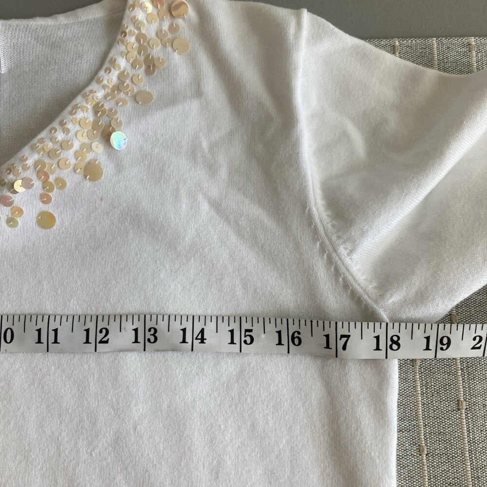 Quacker Factory Sequin Top Tee Lot Of 2 White And… - image 8